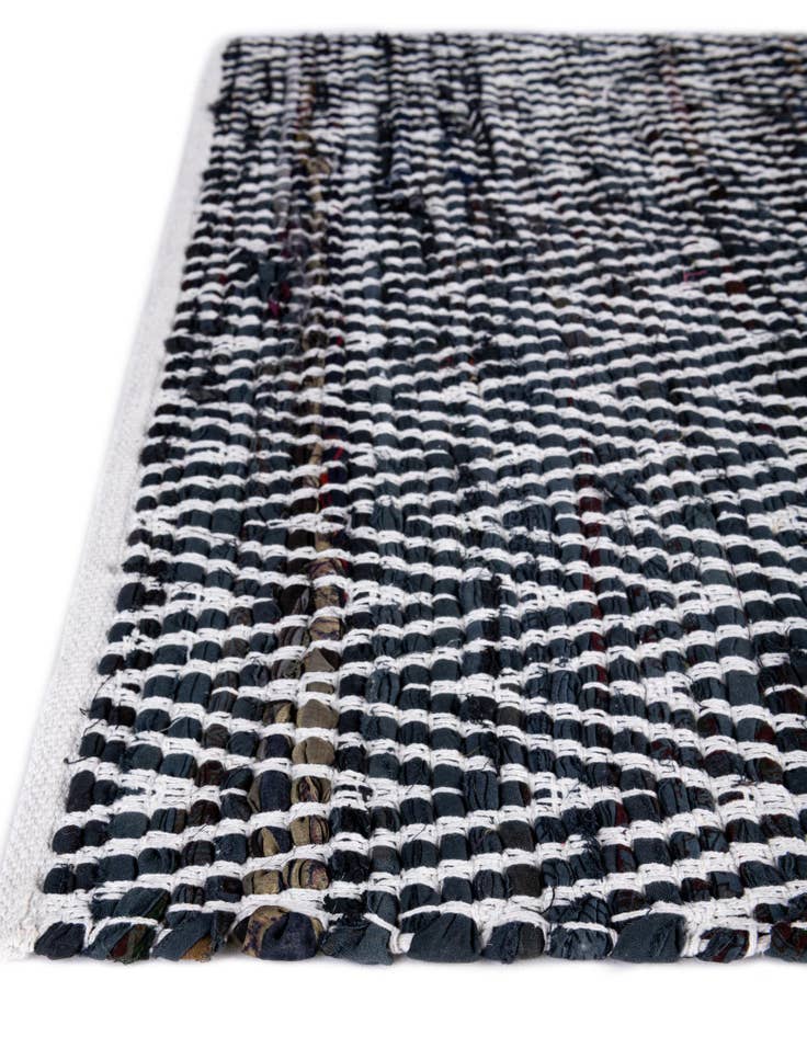 Detail image of 1' 2 x 10' Hand Woven Chindi Chevron Table Runner Rug
