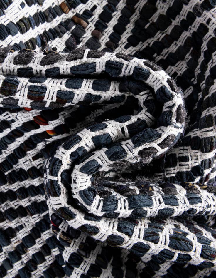 Detail image of 1' 2 x 10' Hand Woven Chindi Chevron Table Runner Rug