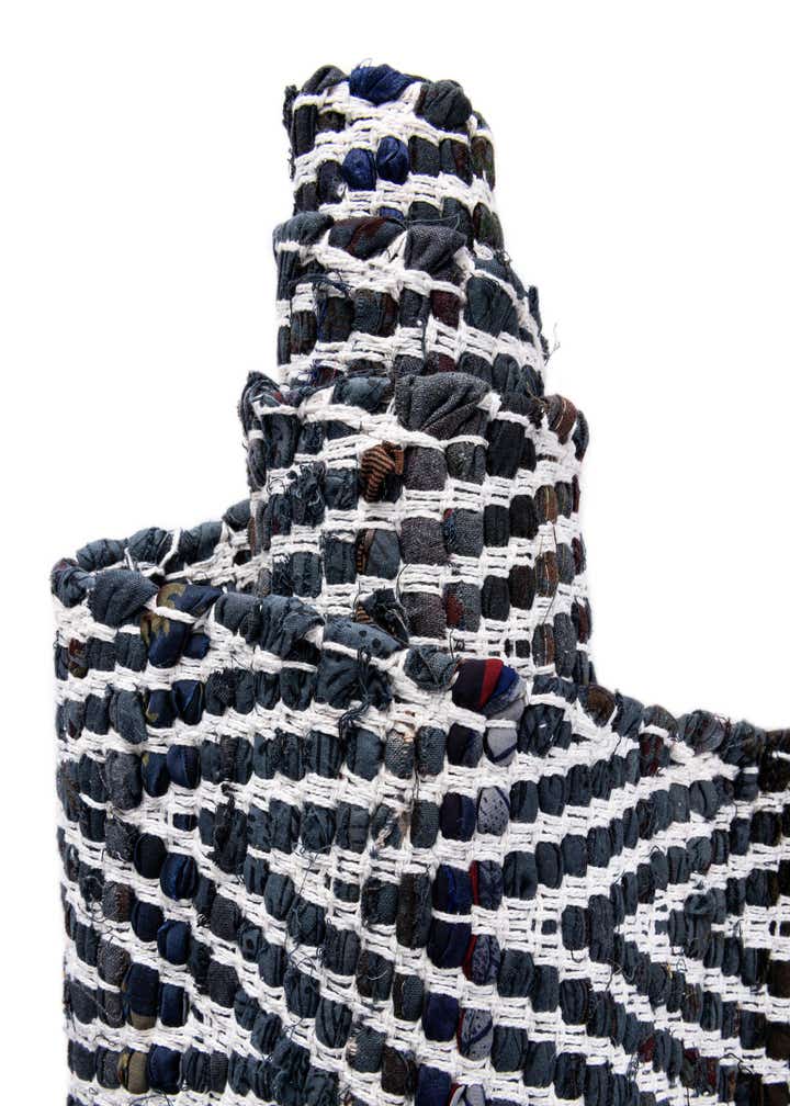 1' 2 x 10' Hand Woven Chindi Chevron Table Runner Rug