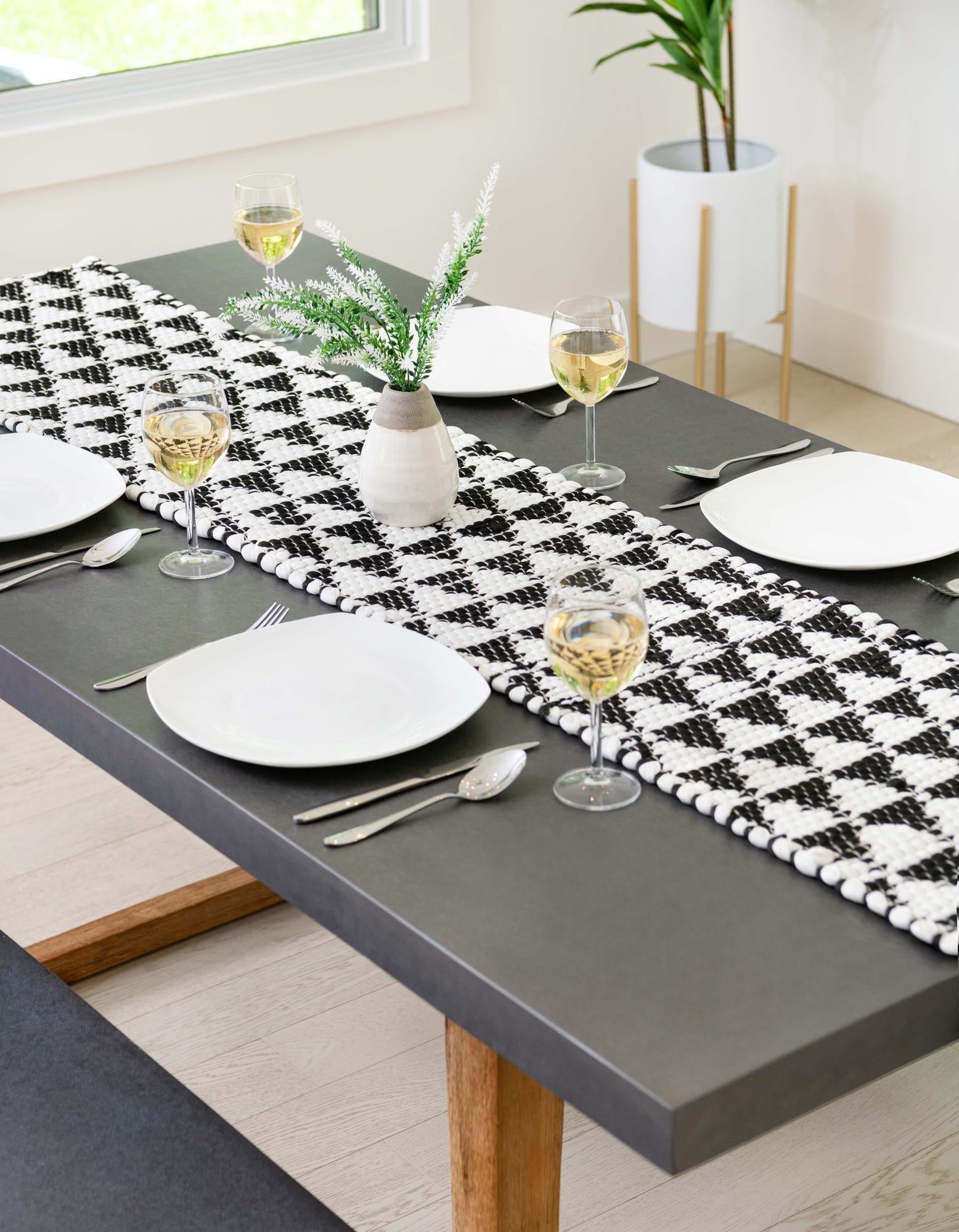 1' 2 x 6' 1 Hand Woven Chindi Jute Table Runner Rug