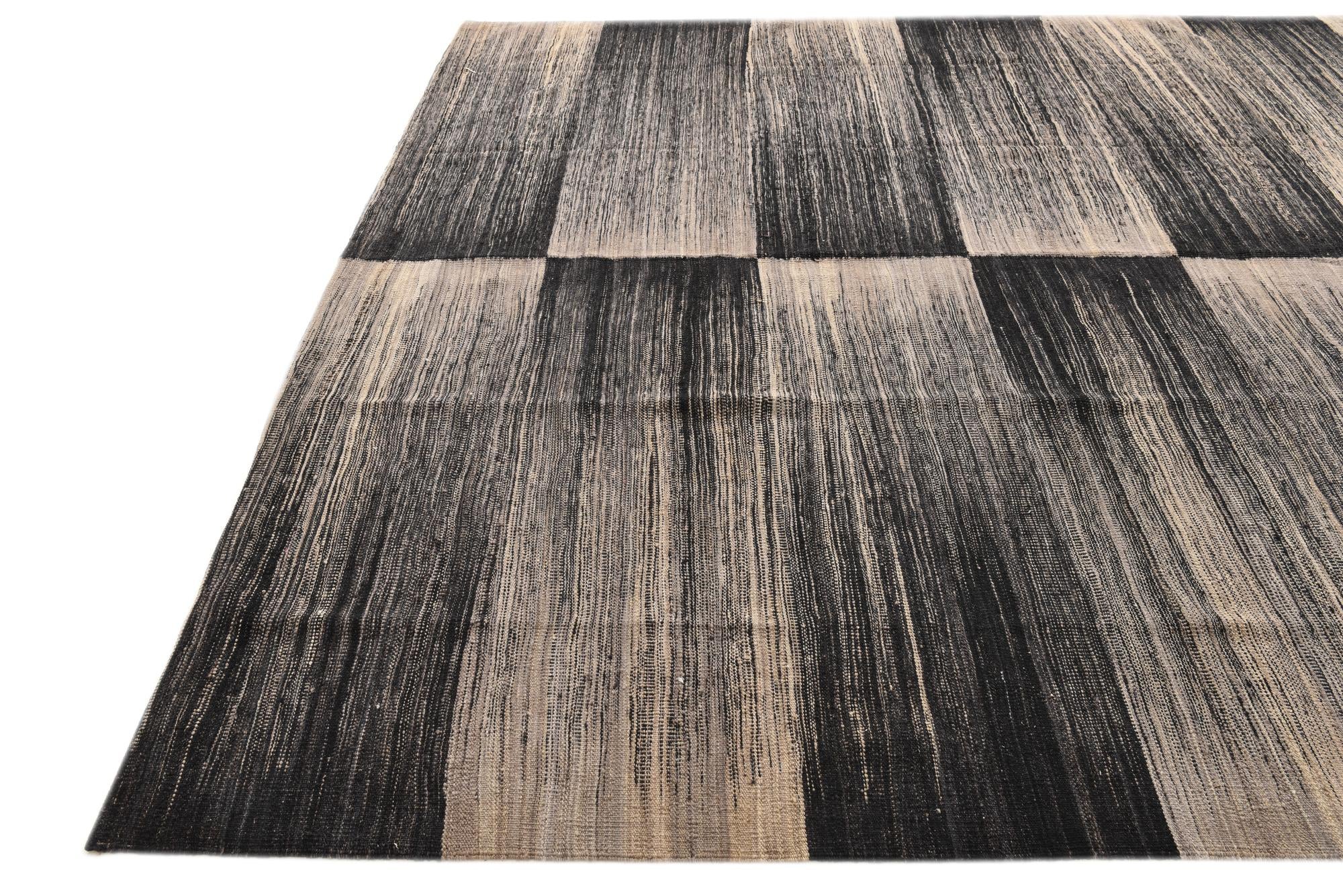 8' 4 x 9' 9 Hand Woven Kilim Modern Wool Rug