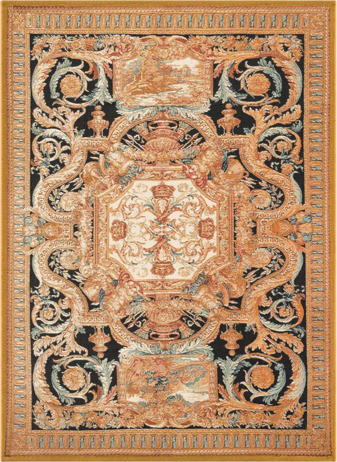 Detail image of 5' 3 x 7' Easy-Clean Traditional Indoor / Outdoor Rug