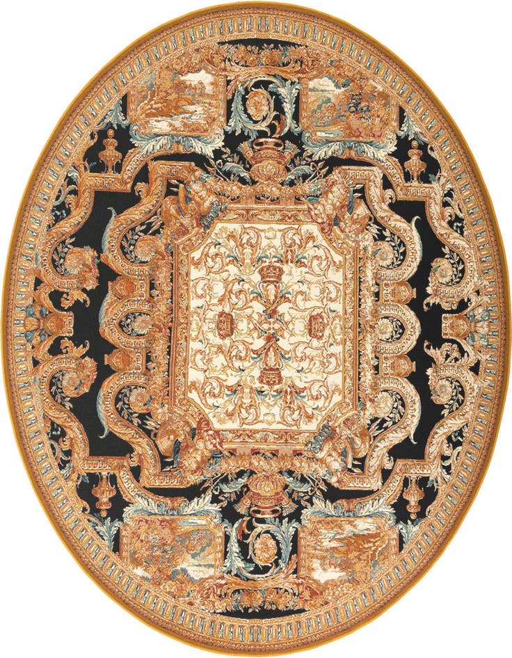 Detail image of 10' x 10' Easy-Clean Traditional Indoor / Outdoor Round Rug