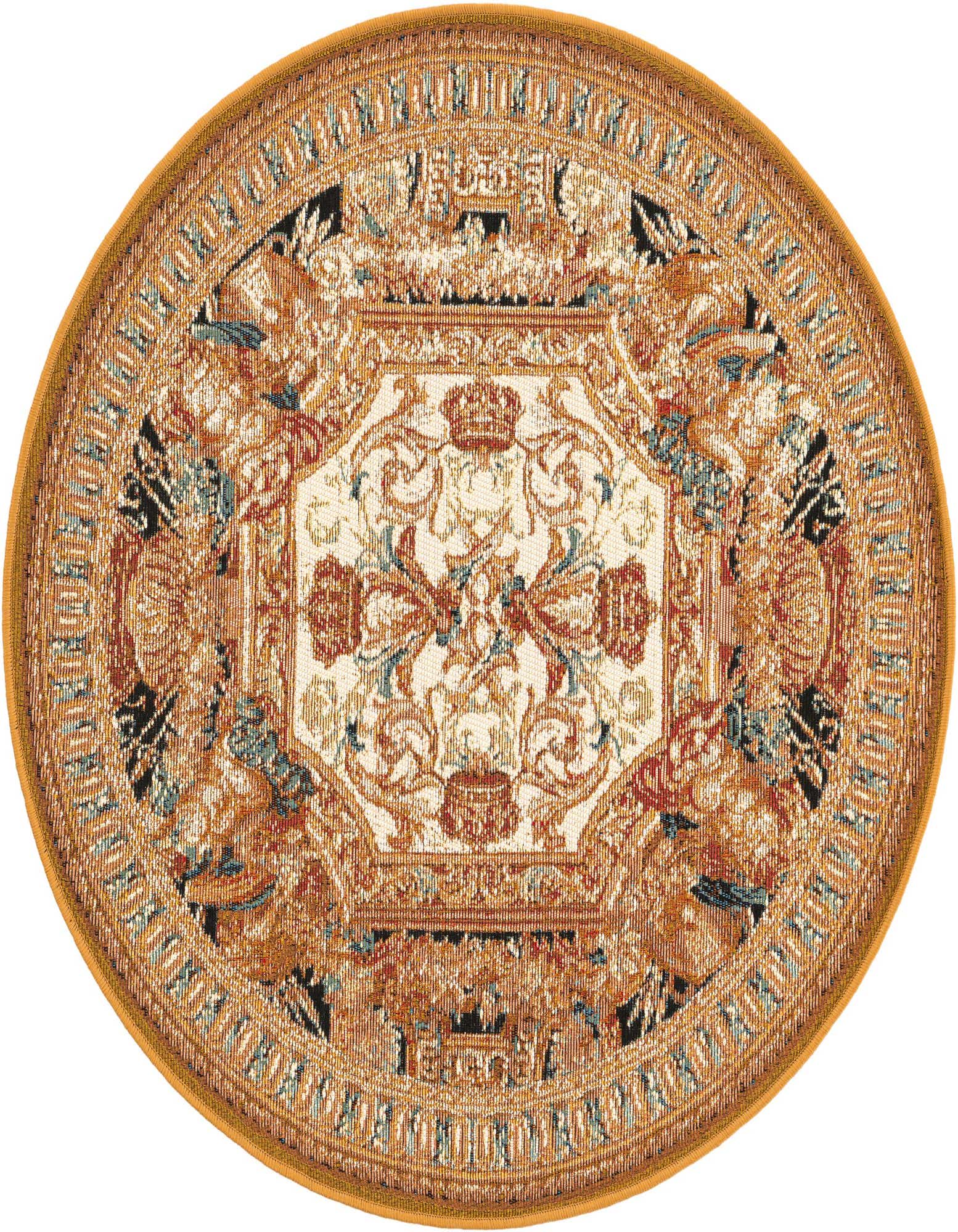 3' 3 x 3' 3 Easy-Clean Traditional Indoor / Outdoor Round Rug