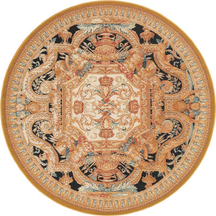 Detail image of 5' 3 x 5' 3 Easy-Clean Traditional Indoor / Outdoor Round Rug