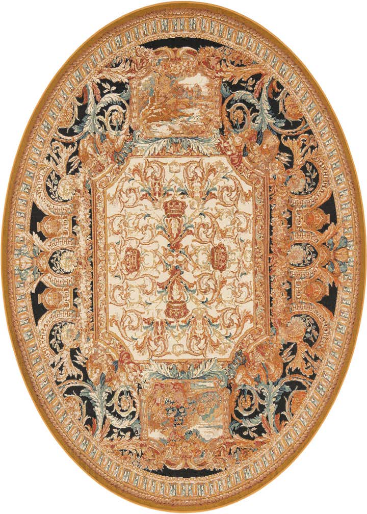 7' 10 x 7' 10 Easy-Clean Traditional Indoor / Outdoor Round Rug