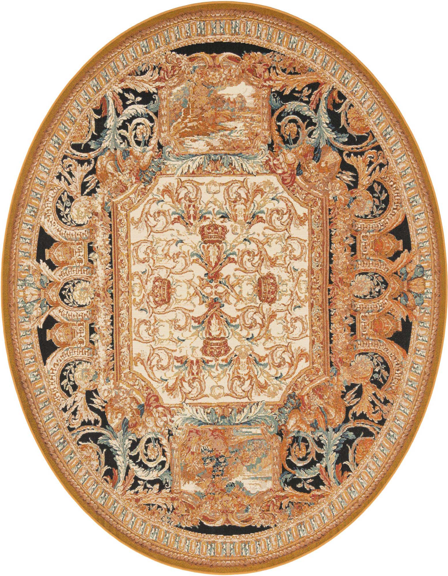 7' 10 x 7' 10 Easy-Clean Traditional Indoor / Outdoor Round Rug