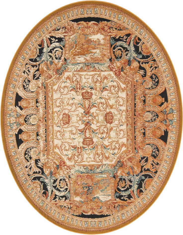 Detail image of 7' 10 x 7' 10 Easy-Clean Traditional Indoor / Outdoor Round Rug