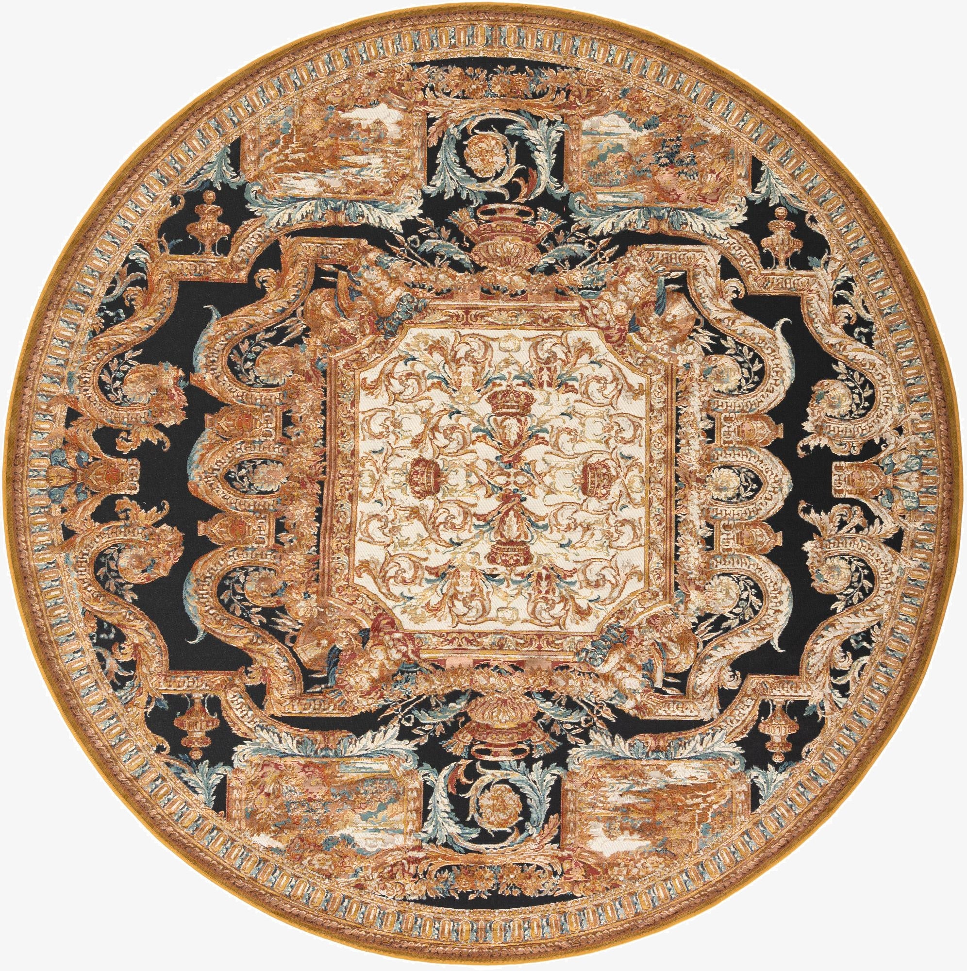 10' x 10'  Washable Traditional Indoor / Outdoor Round Rug