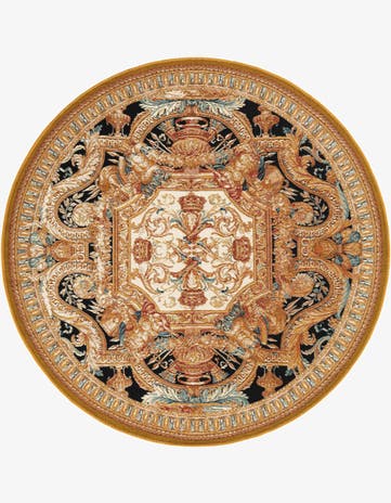 5' 3 x 5' 3 Easy-Clean Traditional Indoor / Outdoor Round Rug