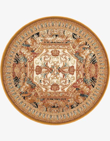 3' 3 x 3' 3 Easy-Clean Traditional Indoor / Outdoor Round Rug