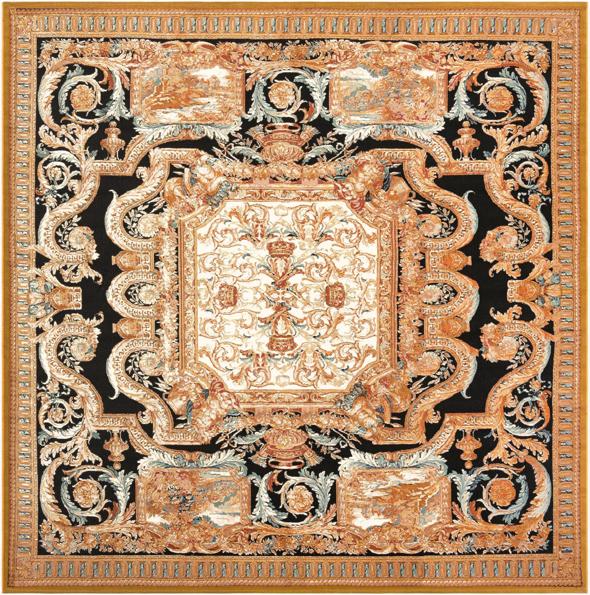 10' x 10'  Washable Traditional Indoor / Outdoor Square Rug