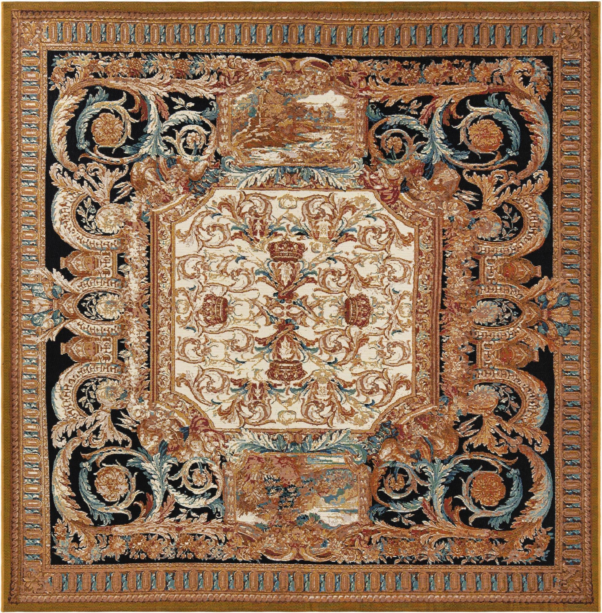 7' 10 x 7' 10  Washable Traditional Indoor / Outdoor Square Rug