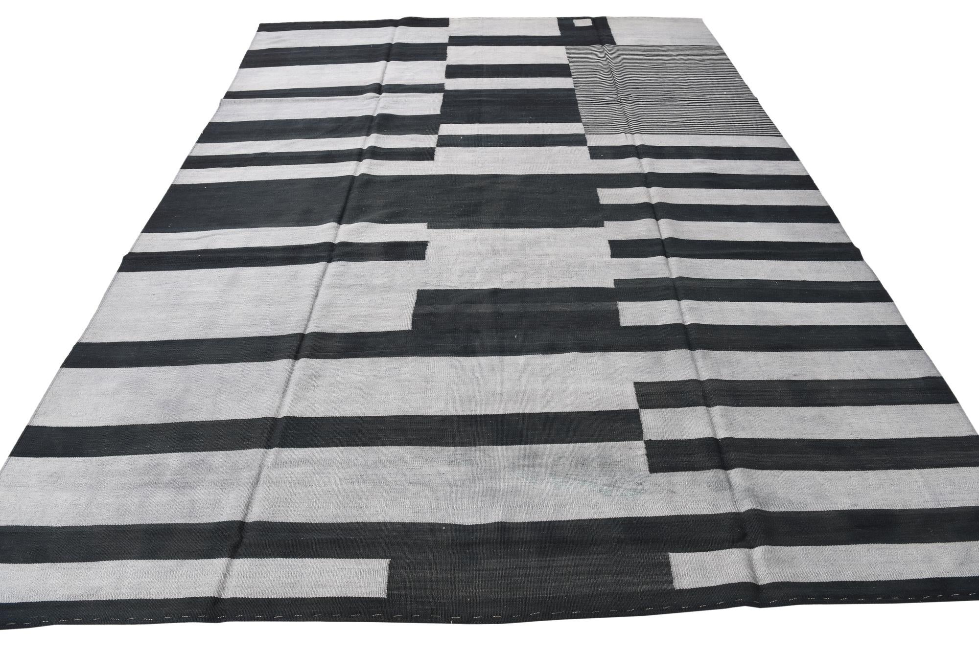 8' 3 x 11' 2 Hand Woven Kilim Modern Wool Rug