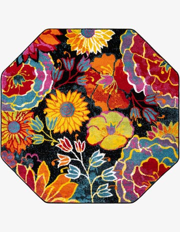 Black Florence Octagon Rug