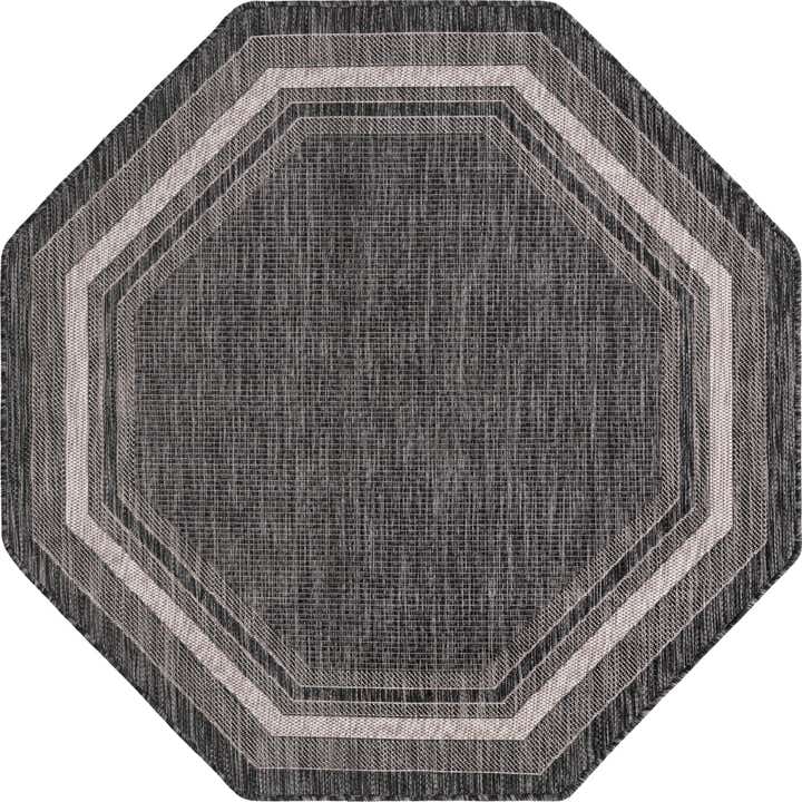 5' 3 x 5' 3 Easy-Clean Border Indoor / Outdoor Octagon Rug