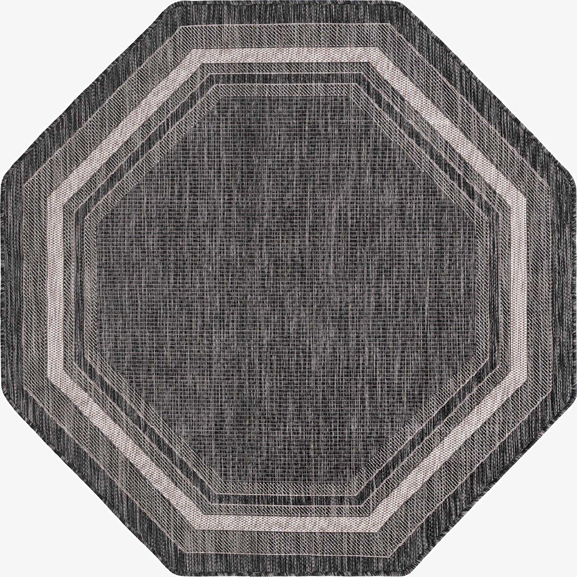 5' 3 x 5' 3  Washable Border Indoor / Outdoor Octagon Rug