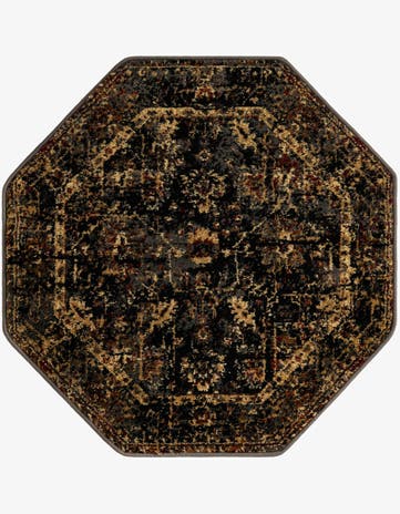 Black Saturn Octagon Rug