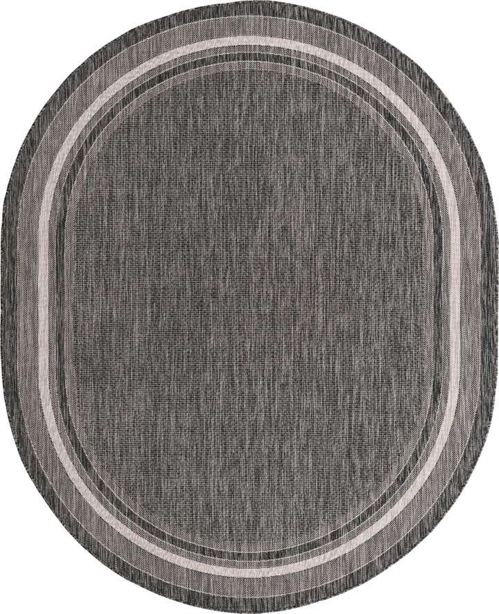 7' 10 x 10' Easy-Clean Border Indoor / Outdoor Oval Rug
