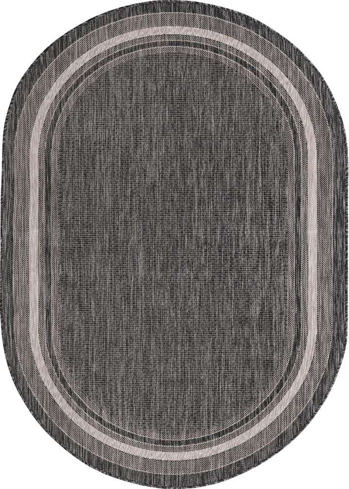 5' 3 x 8' Easy-Clean Border Indoor / Outdoor Oval Rug