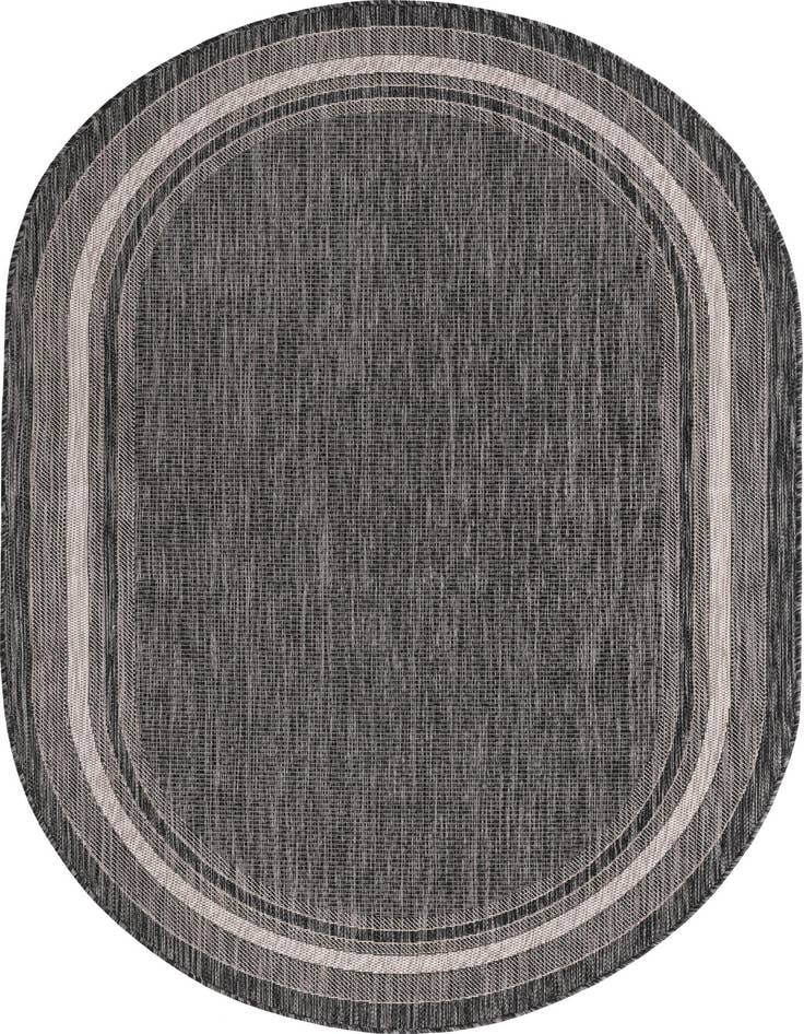Detail image of 5' 3 x 8' Easy-Clean Border Indoor / Outdoor Oval Rug