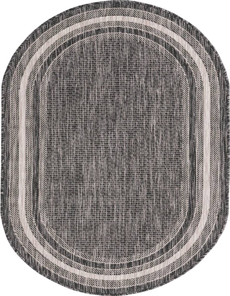 Detail image of 3' x 5' 3 Easy-Clean Border Indoor / Outdoor Oval Rug