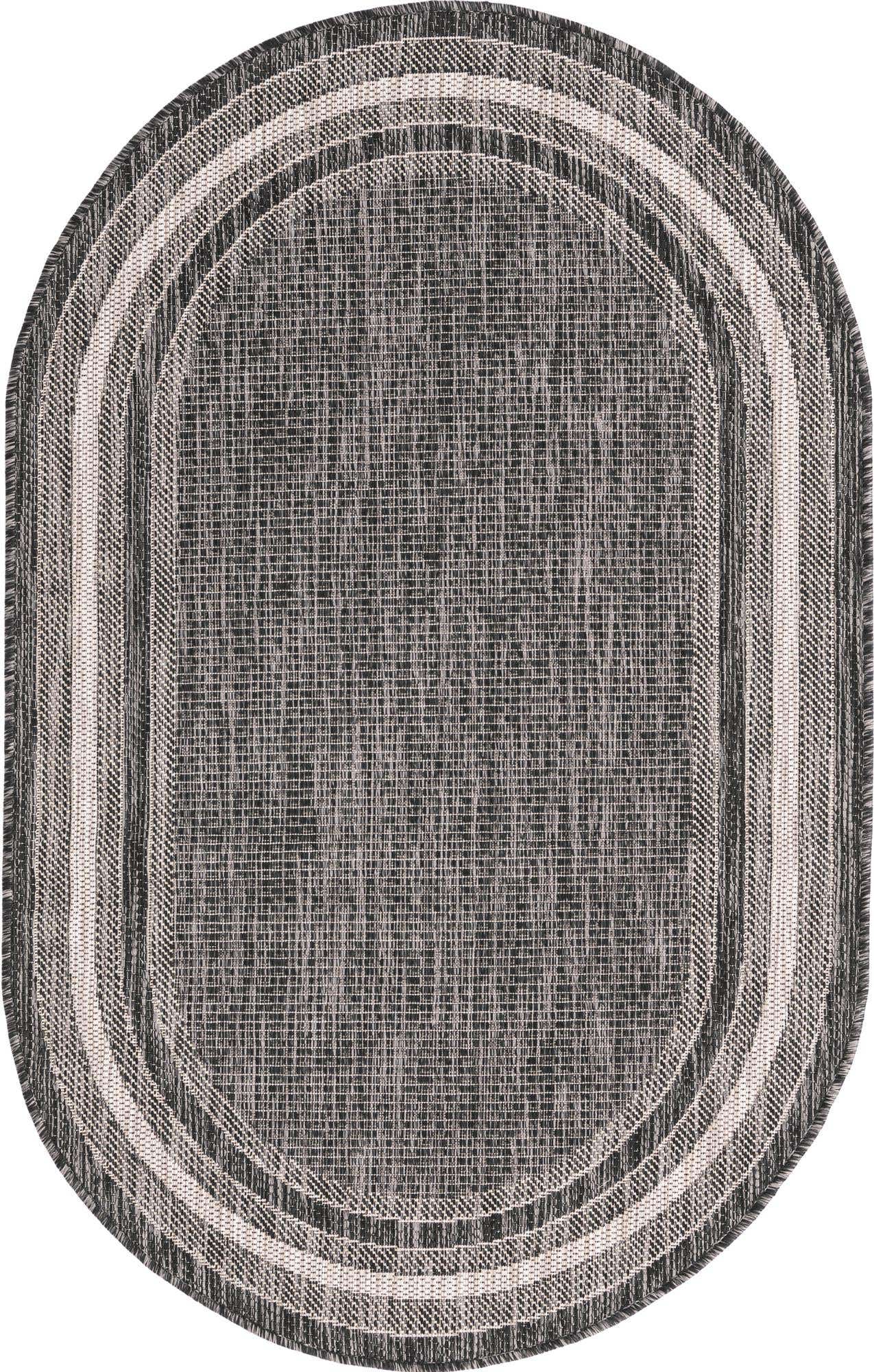 3' x 5' 3 Easy-Clean Border Indoor / Outdoor Oval Rug