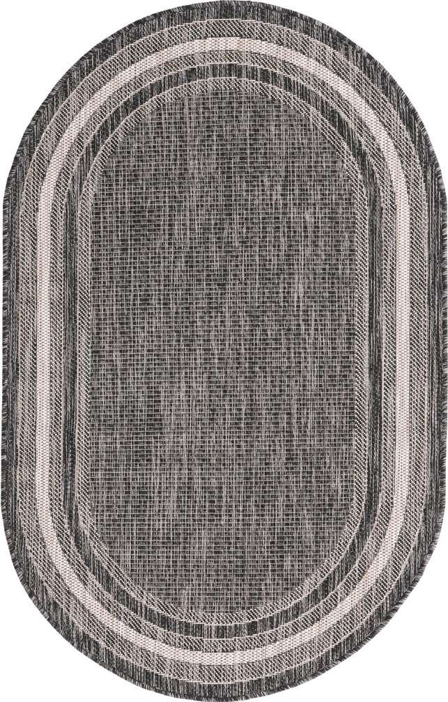 3' x 5' 3 Easy-Clean Border Indoor / Outdoor Oval Rug