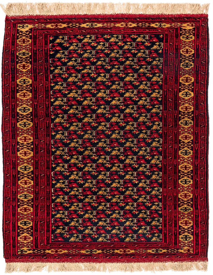 Detail image of 3' 5 x 6' 9 Hand Knotted Afghan Mouri Wool Rug