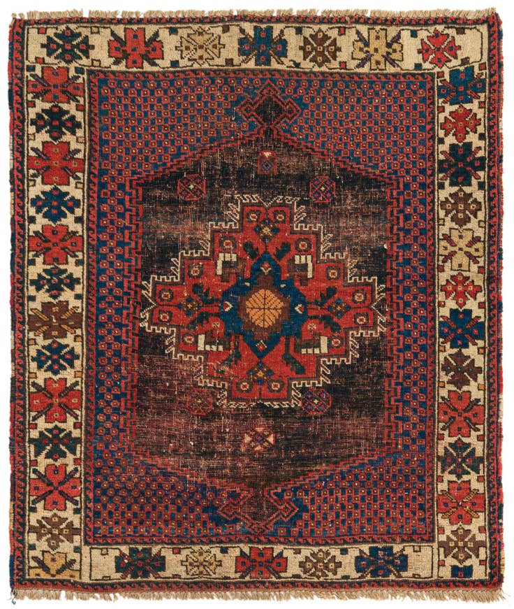 Detail image of 3' 5 x 4' Hand Knotted Bakhtiar Persian Wool Rug
