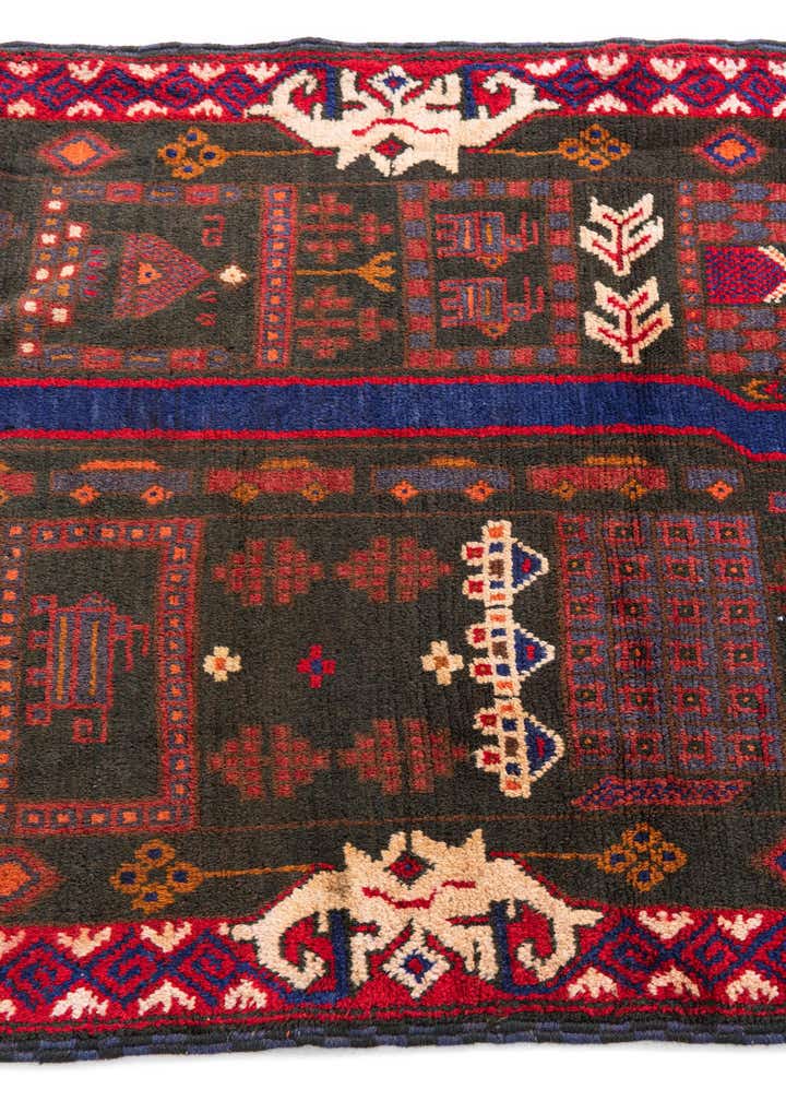 3' 2 x 4' 10 Hand Knotted Balouch Persian Wool Rug
