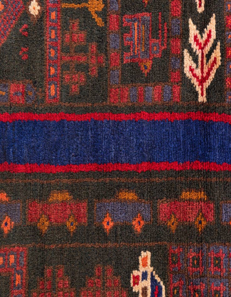 Detail image of 3' 2 x 4' 10  Hand Knotted Balouch Persian Wool Rug