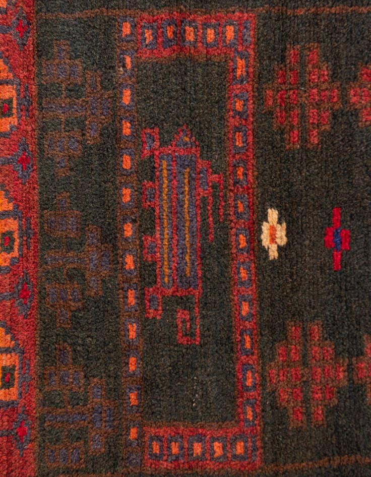 Detail image of 3' 2 x 4' 10 Hand Knotted Balouch Persian Wool Rug