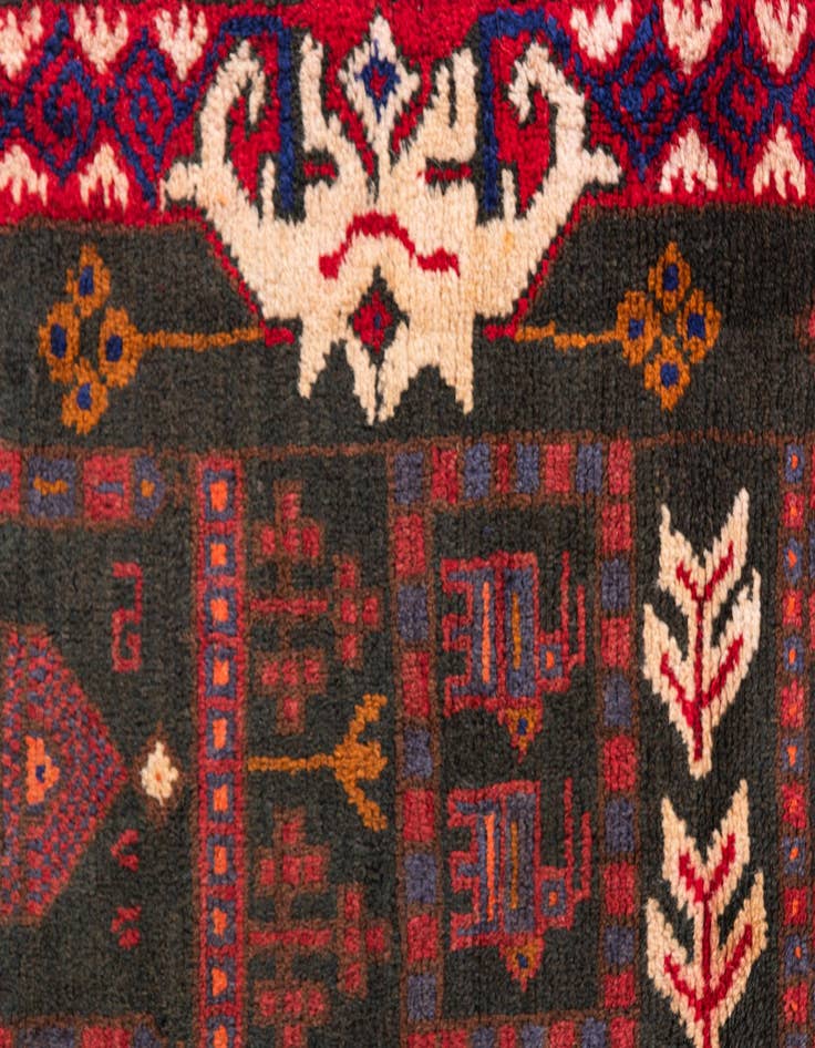 Detail image of 3' 2 x 4' 10  Hand Knotted Balouch Persian Wool Rug