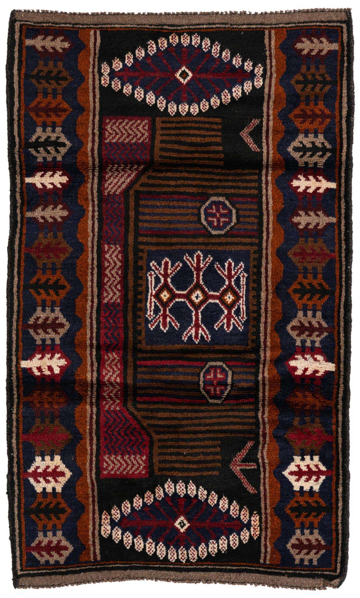 2' 9 x 4' 7 Hand Knotted Balouch Persian Wool Rug