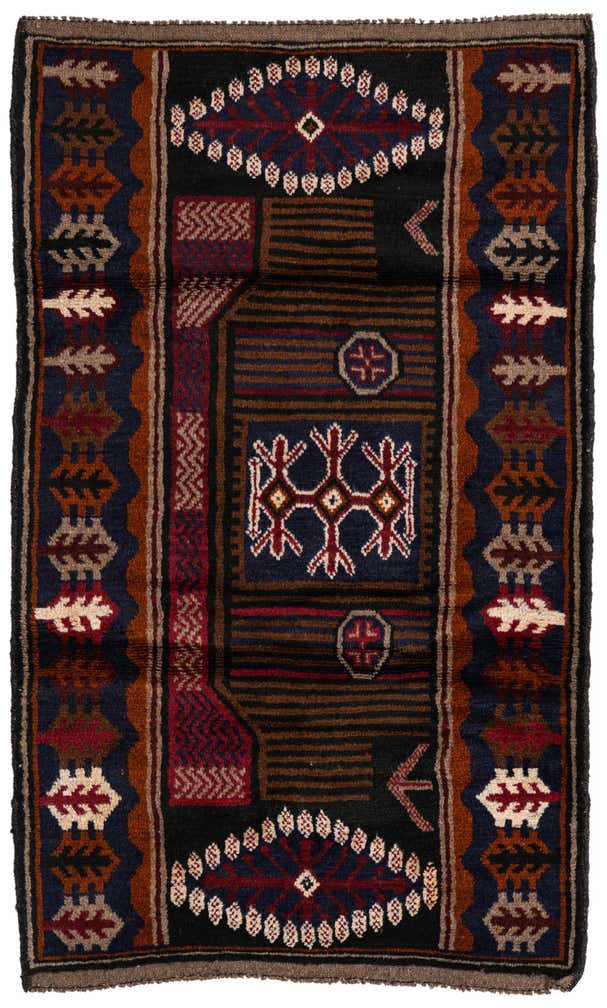 2' 9 x 4' 7 Hand Knotted Balouch Persian Wool Rug