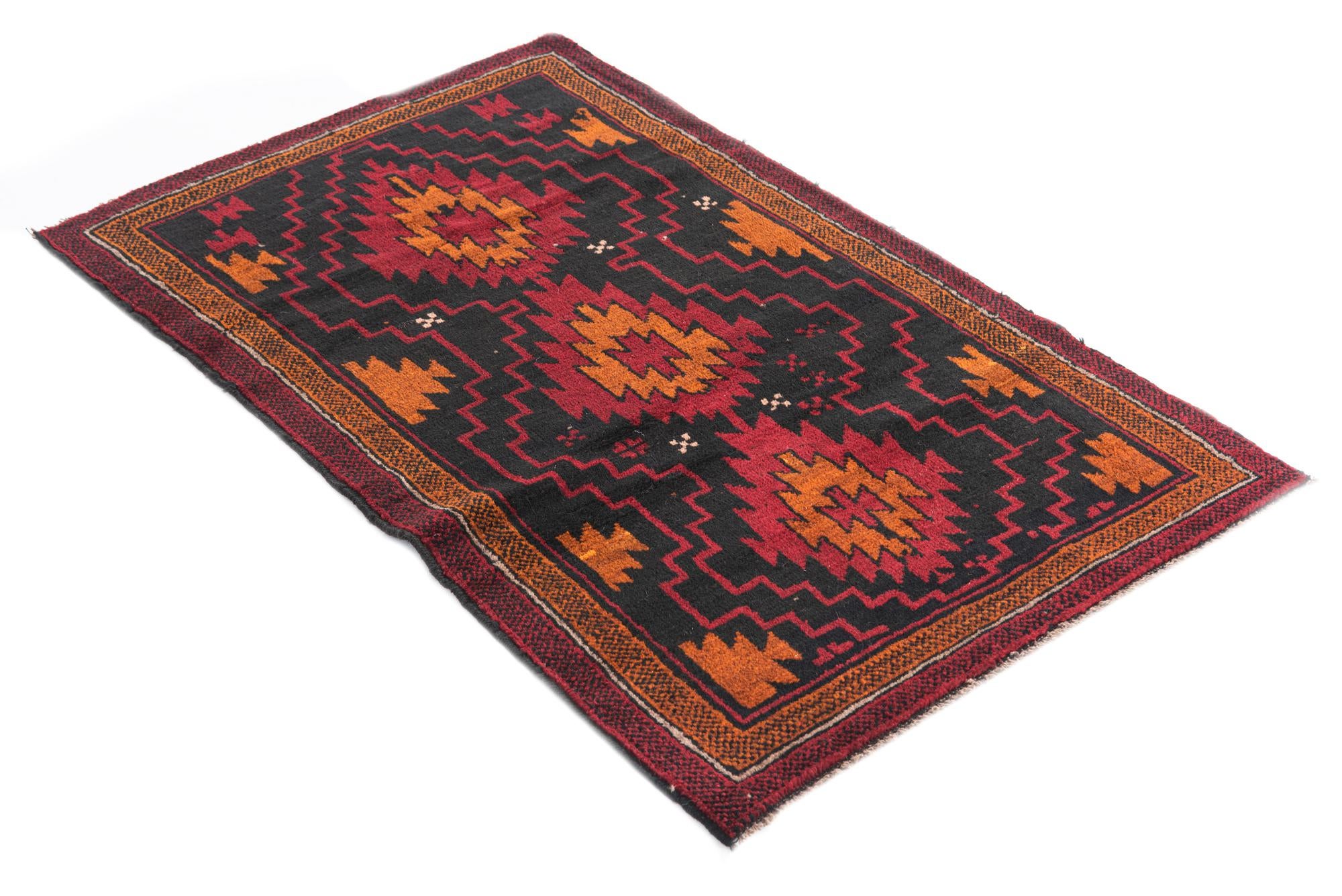 3' x 4' 8 Hand Knotted Balouch Persian Wool Rug