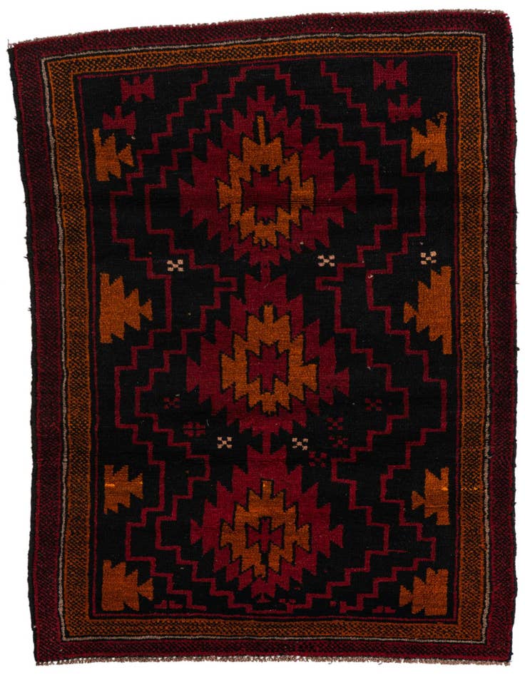 Detail image of 3' x 4' 8 Hand Knotted Balouch Persian Wool Rug