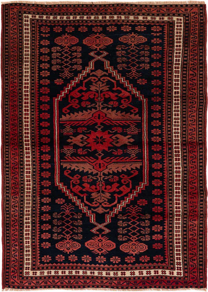 3' 7 x 6' Hand Knotted Balouch Oriental Wool Rug