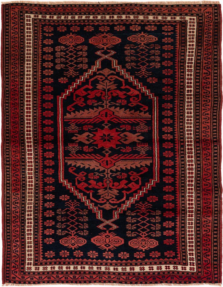 Detail image of 3' 7 x 6' Hand Knotted Balouch Oriental Wool Rug