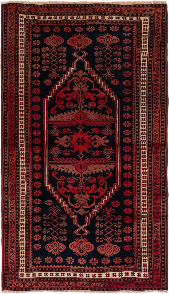 Detail image of 3' 7 x 6' Hand Knotted Balouch Oriental Wool Rug