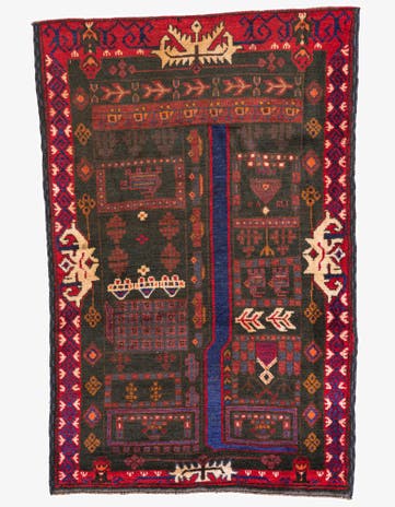 3' 2 x 4' 10 Hand Knotted Balouch Persian Wool Rug