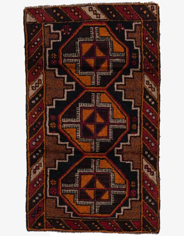 2' 9 x 4' 8 Hand Knotted Balouch Persian Wool Rug