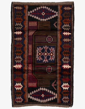 2' 9 x 4' 7 Hand Knotted Balouch Persian Wool Rug