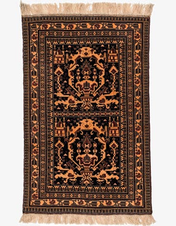 3' 3 x 5' Hand Knotted Balouch Wool Rug