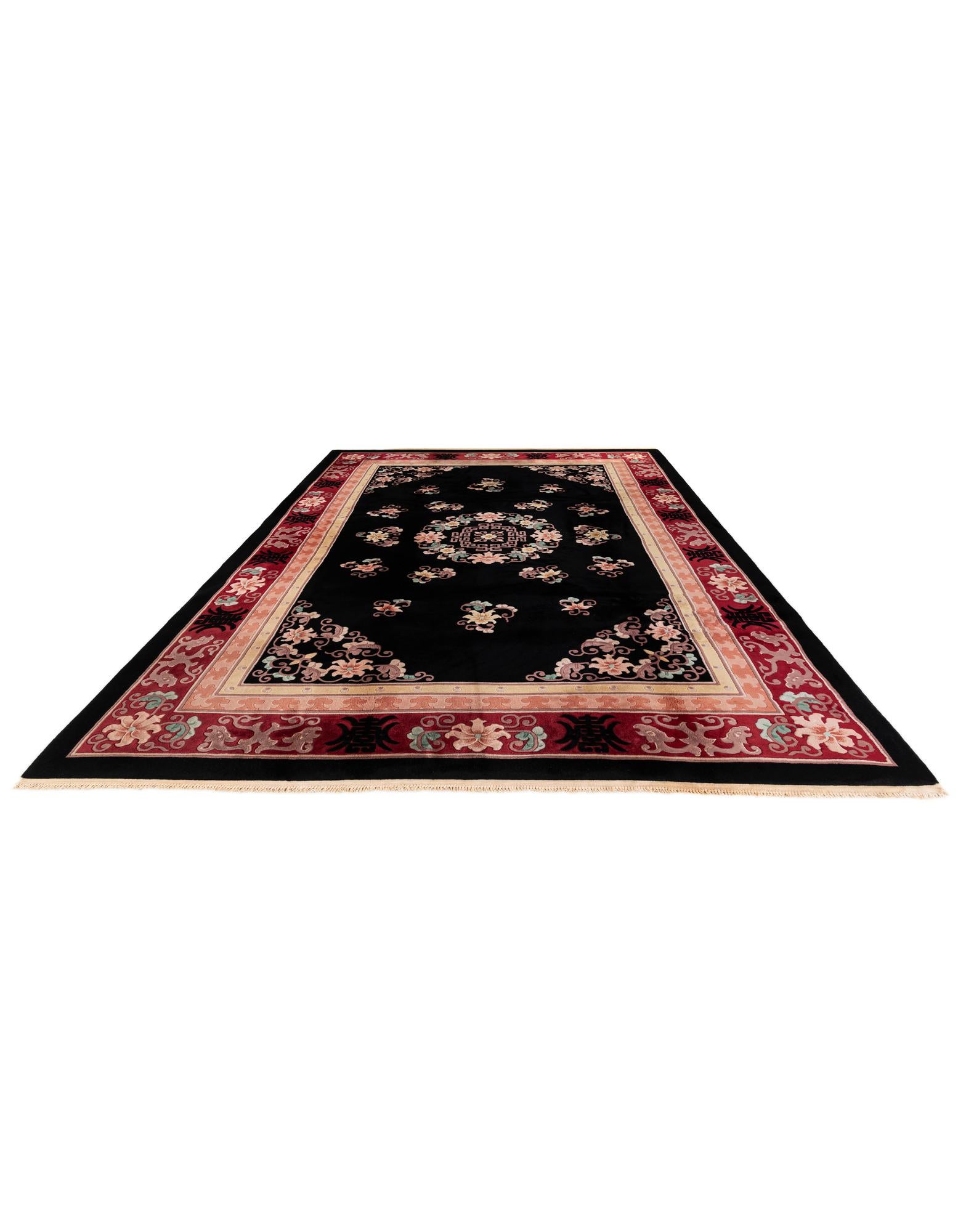 7' x 10' 3 Hand Knotted Carved Pekin Wool Rug
