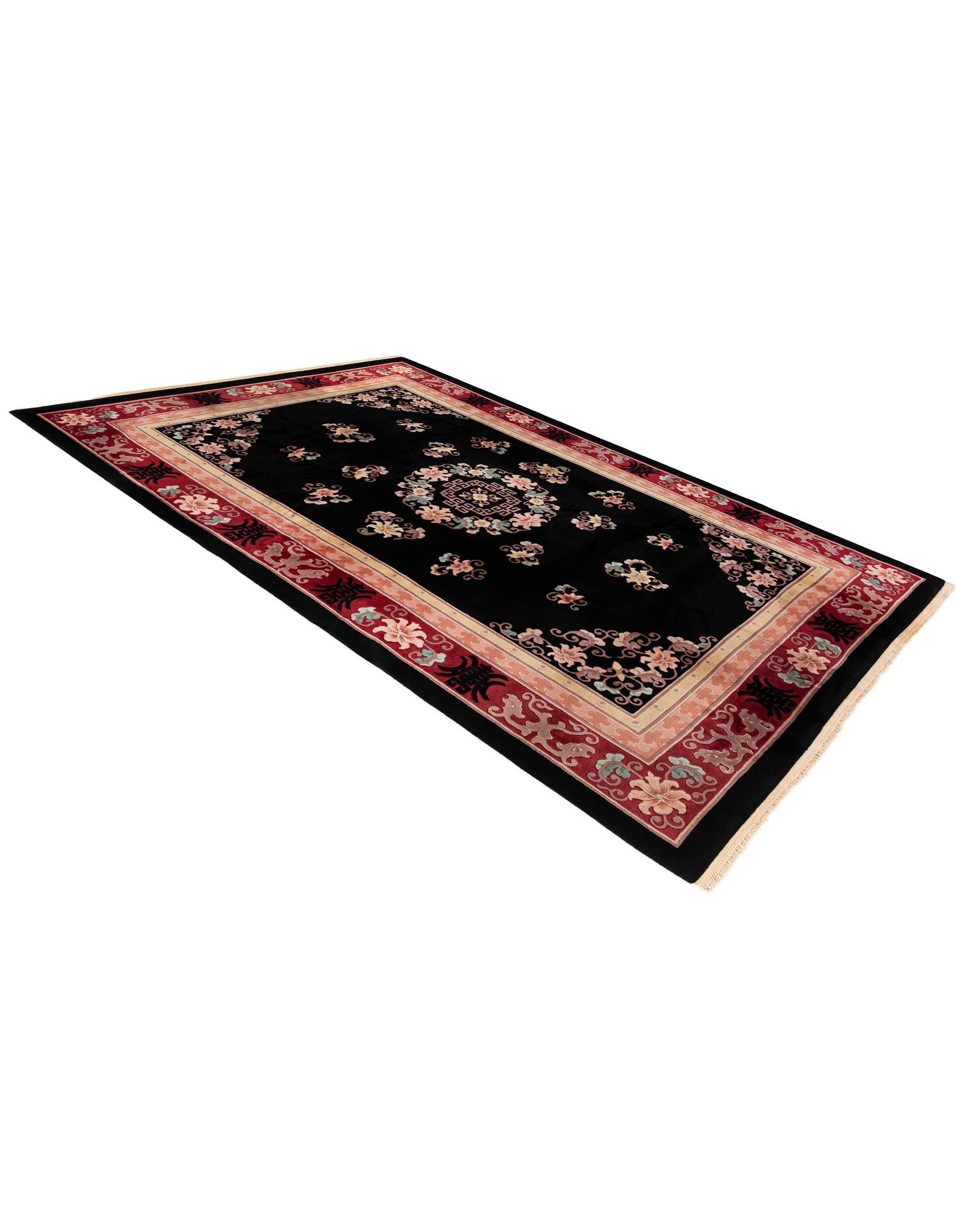 7' x 10' 3 Hand Knotted Carved Pekin Wool Rug