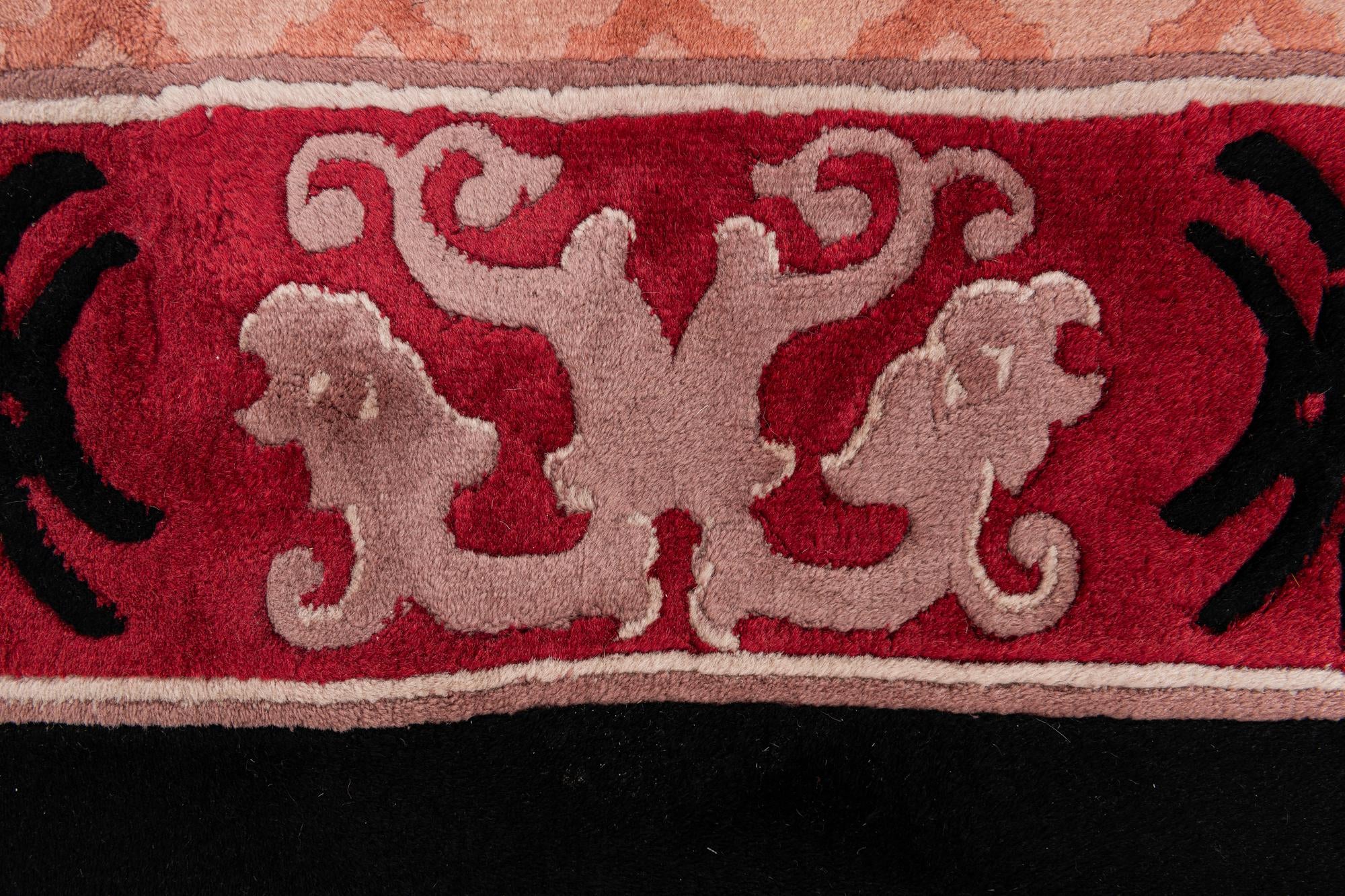 7' x 10' 3 Hand Knotted Carved Pekin Wool Rug