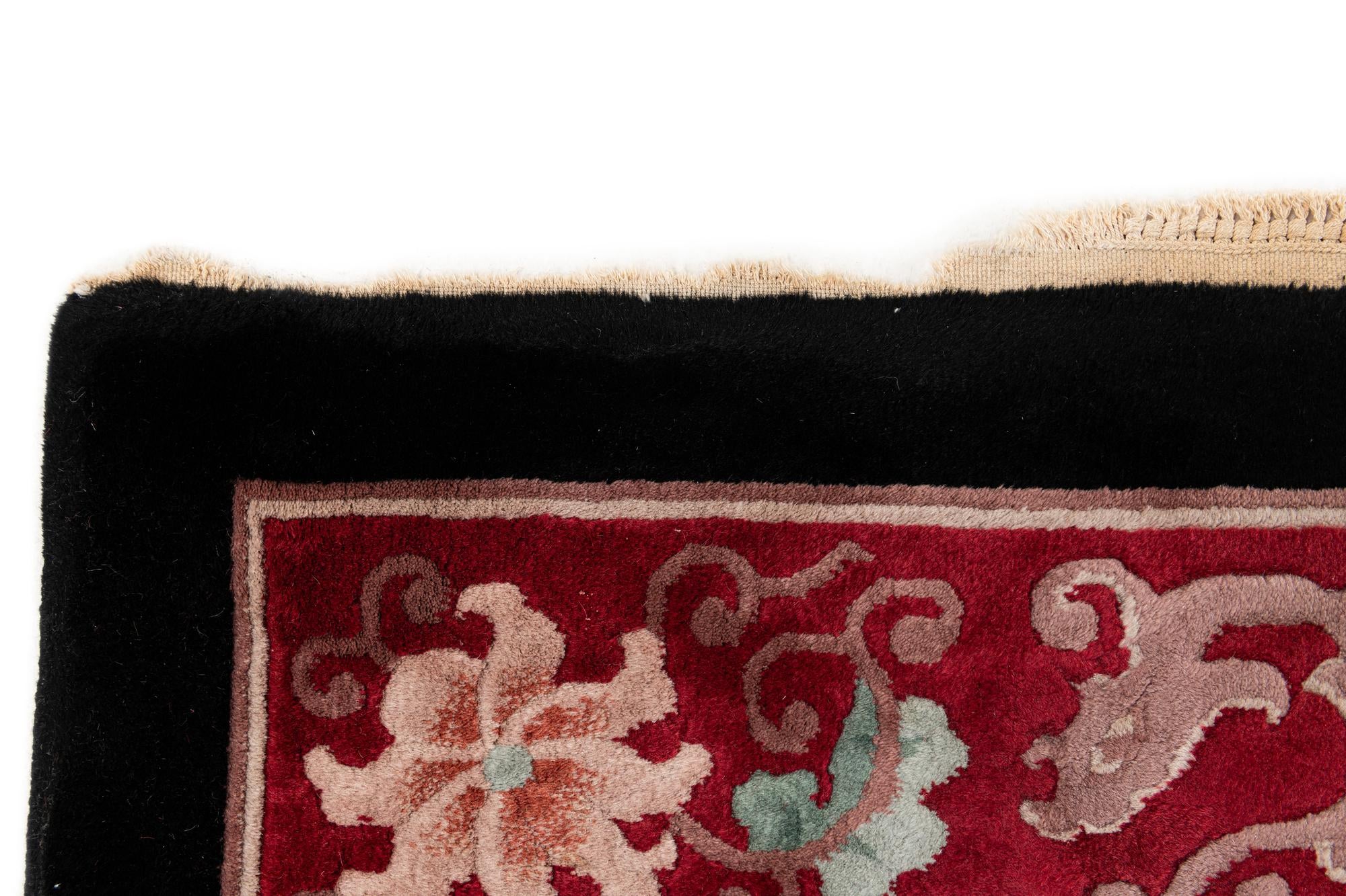 7' x 10' 3 Hand Knotted Carved Pekin Wool Rug
