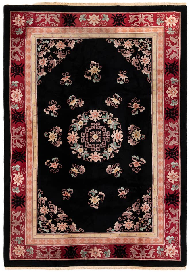 Detail image of 7' x 10' 3 Hand Knotted Carved Pekin Wool Rug